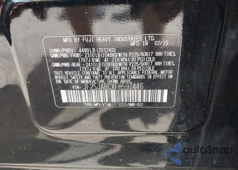 2015 Subaru Forester 2.5I z USA, uszkodzony, nr VIN JF2SJABCXFH597446